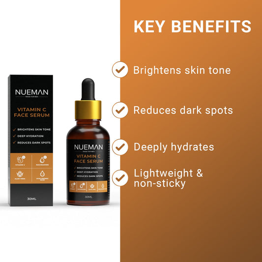 Benefits of Nueman vitamin C serum for men – glowing skin, reduced dullness, anti-aging