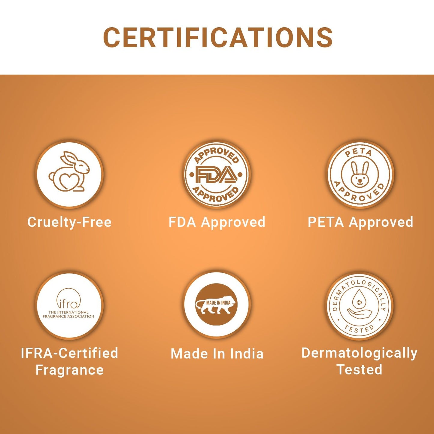 Nueman vitamin C serum certifications – dermatologist tested, cruelty free, GMP certified