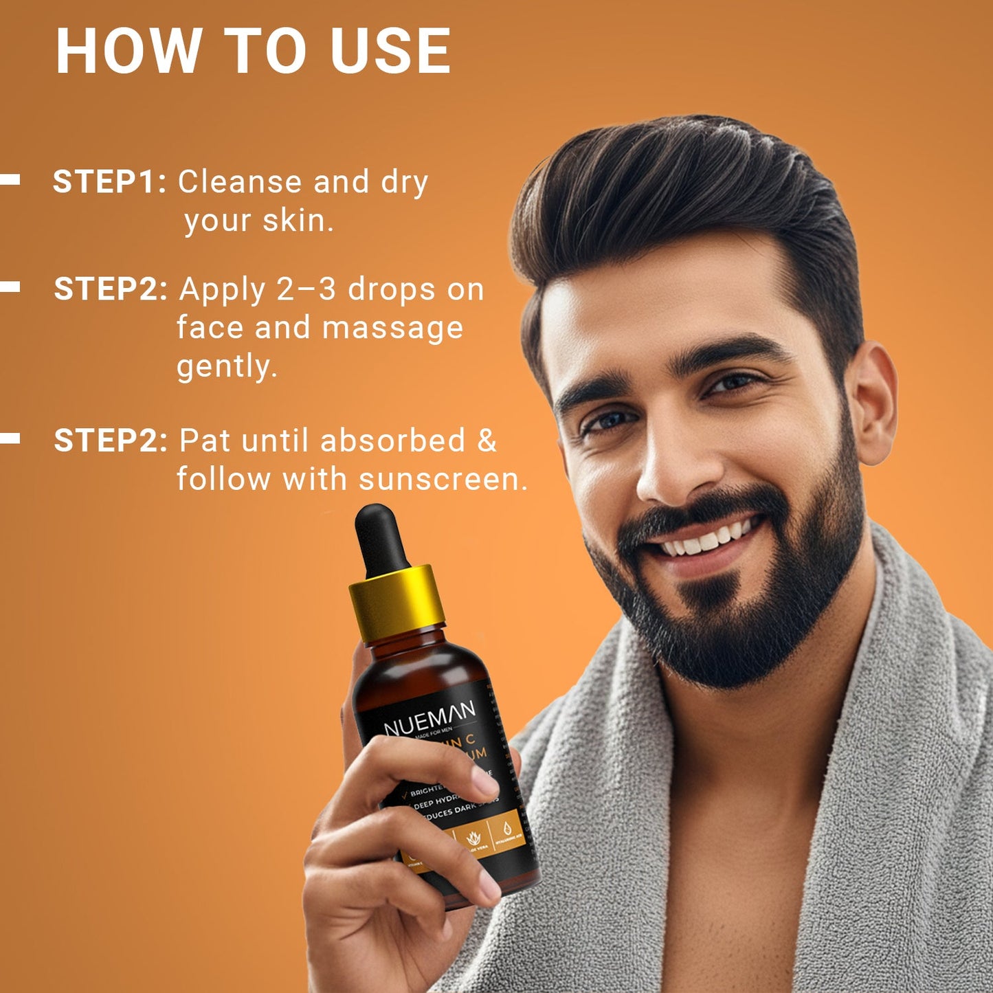 How to use Nueman vitamin C serum for men – daily skincare steps
